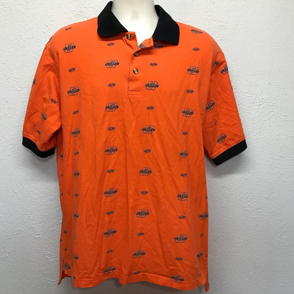 Chiliwear Oklahoma State University Polo Shirt Mens XL OSU Cowboys Orange Vtg